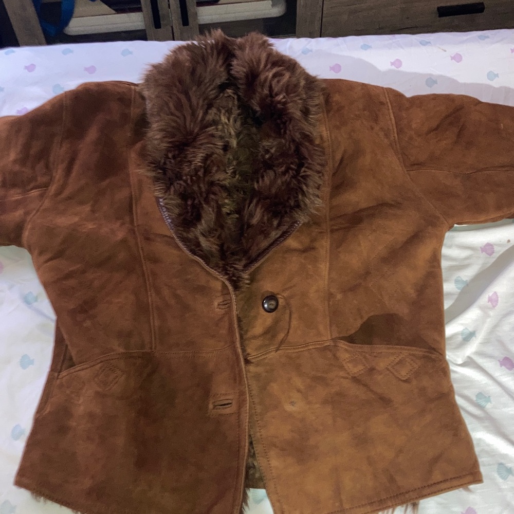 Shearling Brown Fur Collar Jacket